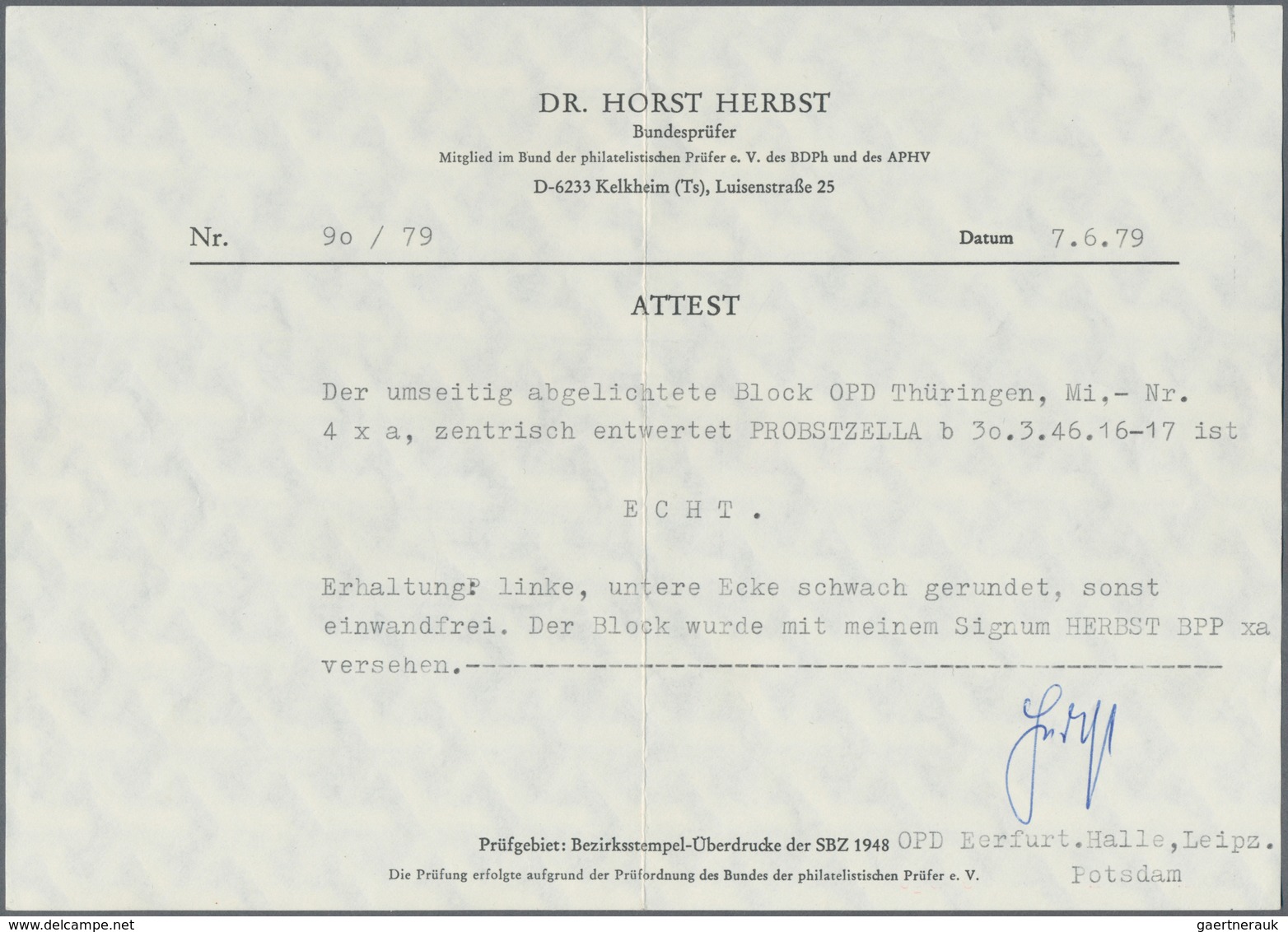 Sowjetische Zone - Thüringen: 1946, Brückenbau Block, Zentrisch Entwertet PROBSTZELLA B, 30.3.46, Bl - Other & Unclassified