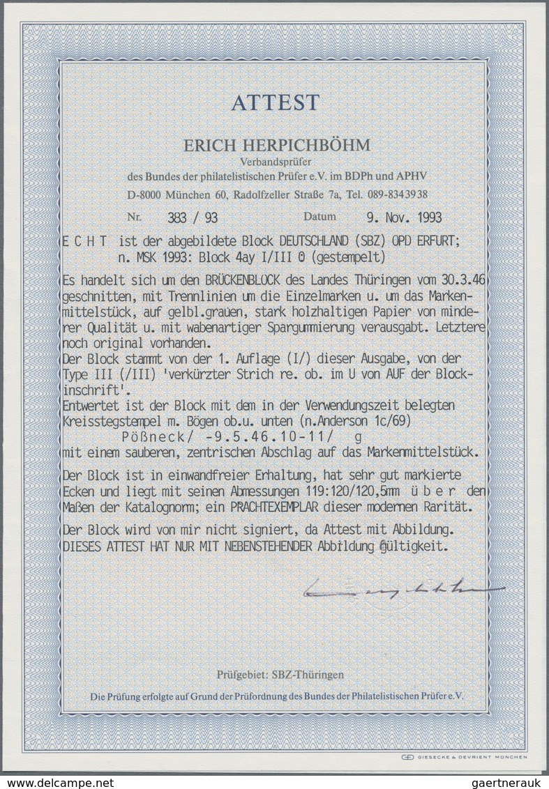 Sowjetische Zone - Thüringen: 1946, Brückenbaublock Mit 12 (Pf) In Dunkelorangerot, Gelblichgraues P - Andere & Zonder Classificatie