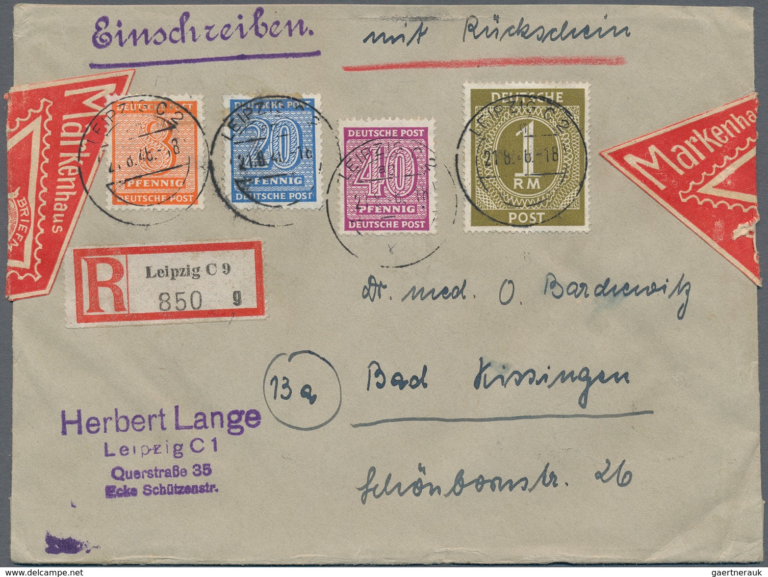Sowjetische Zone - West-Sachsen: 1946, Zwei Portogerechte 1.68 RM-Frankaturen Auf R-Brief Der 2.Gewi - Other & Unclassified