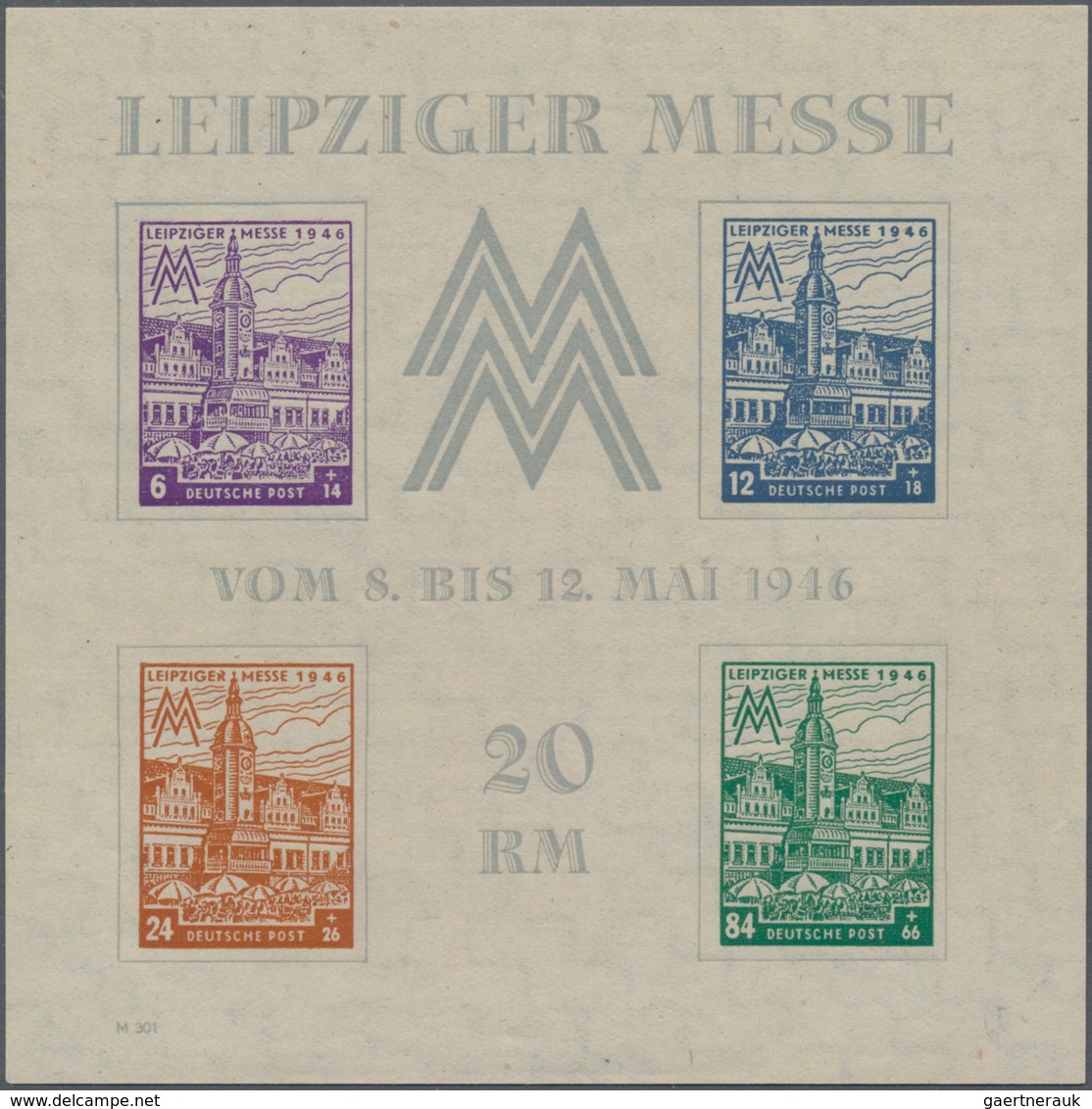 Sowjetische Zone - West-Sachsen: 1946, Blockausgabe Zur Leipziger Messe, Beide Wasserzeichen-Variant - Other & Unclassified