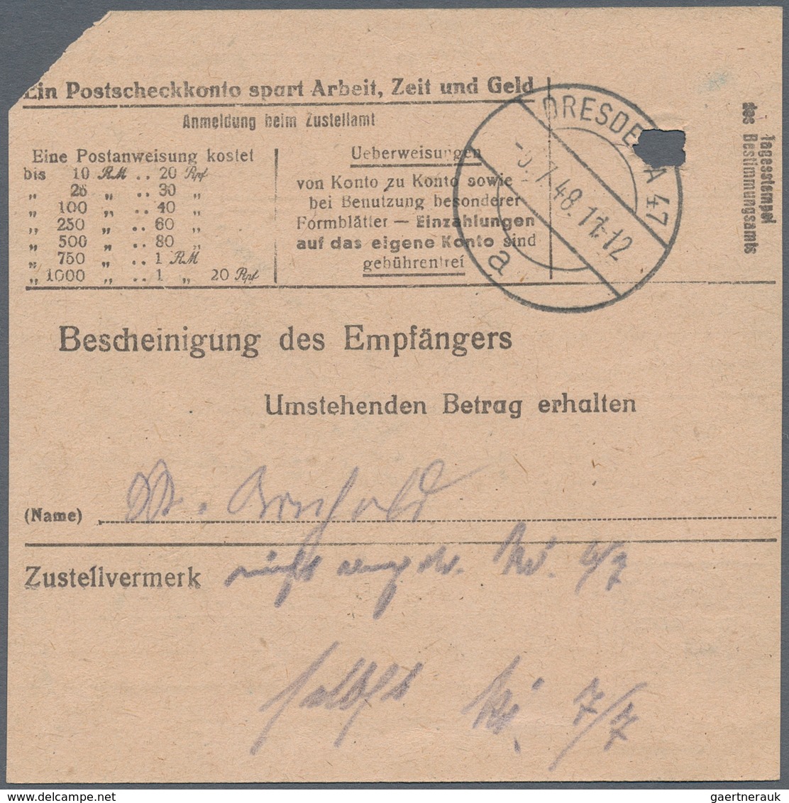 Sowjetische Zone - Bezirkshandstempel - V - Bez. 27 (Leipzig): 1948, 30 Pfg. Arbeiter Mit Aufdruck " - Andere & Zonder Classificatie