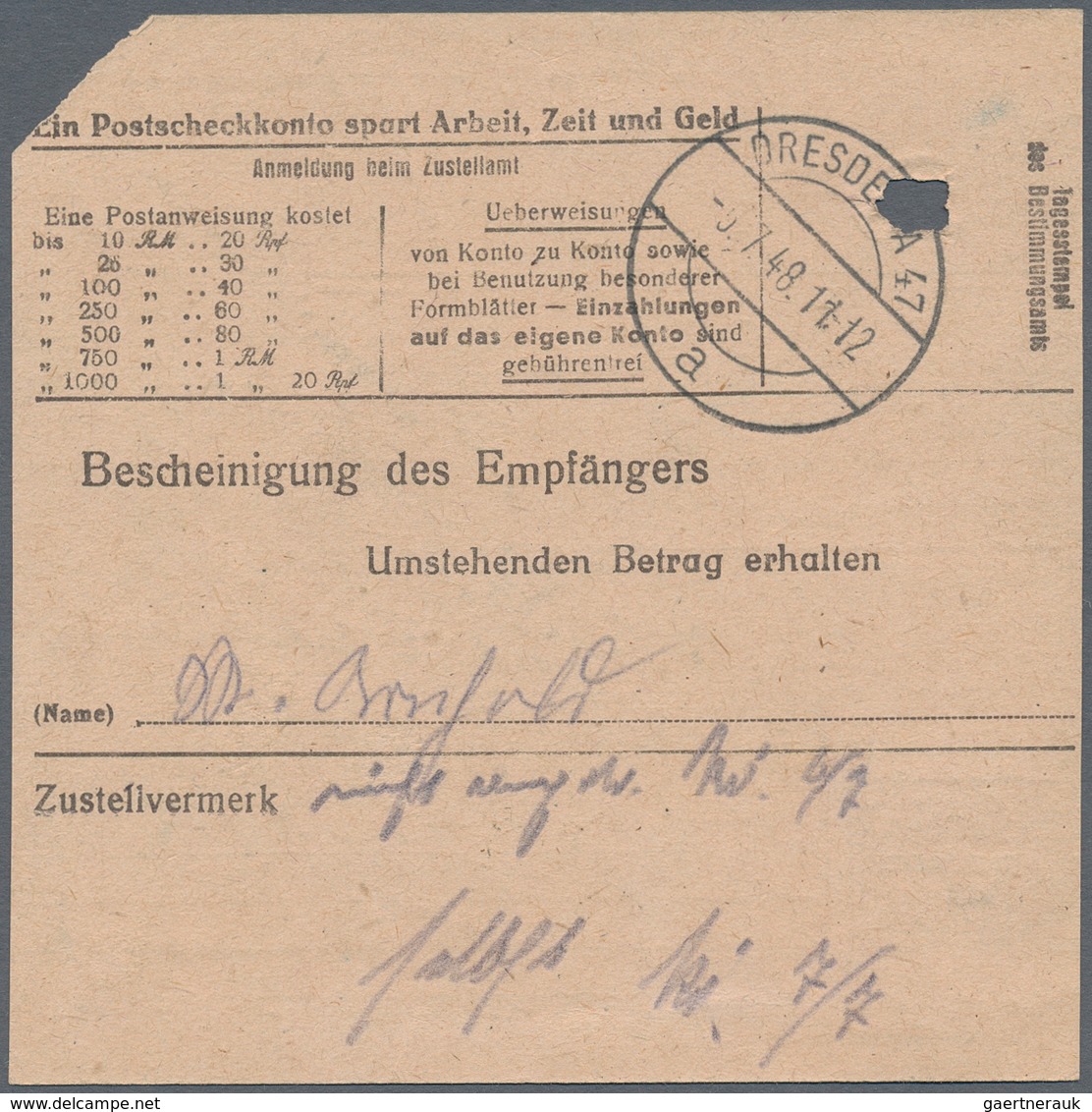 Sowjetische Zone - Bezirkshandstempel - V - Bez. 27 (Leipzig): 1948, 30 Pfg. Arbeiter Mit Aufdruck " - Sonstige & Ohne Zuordnung