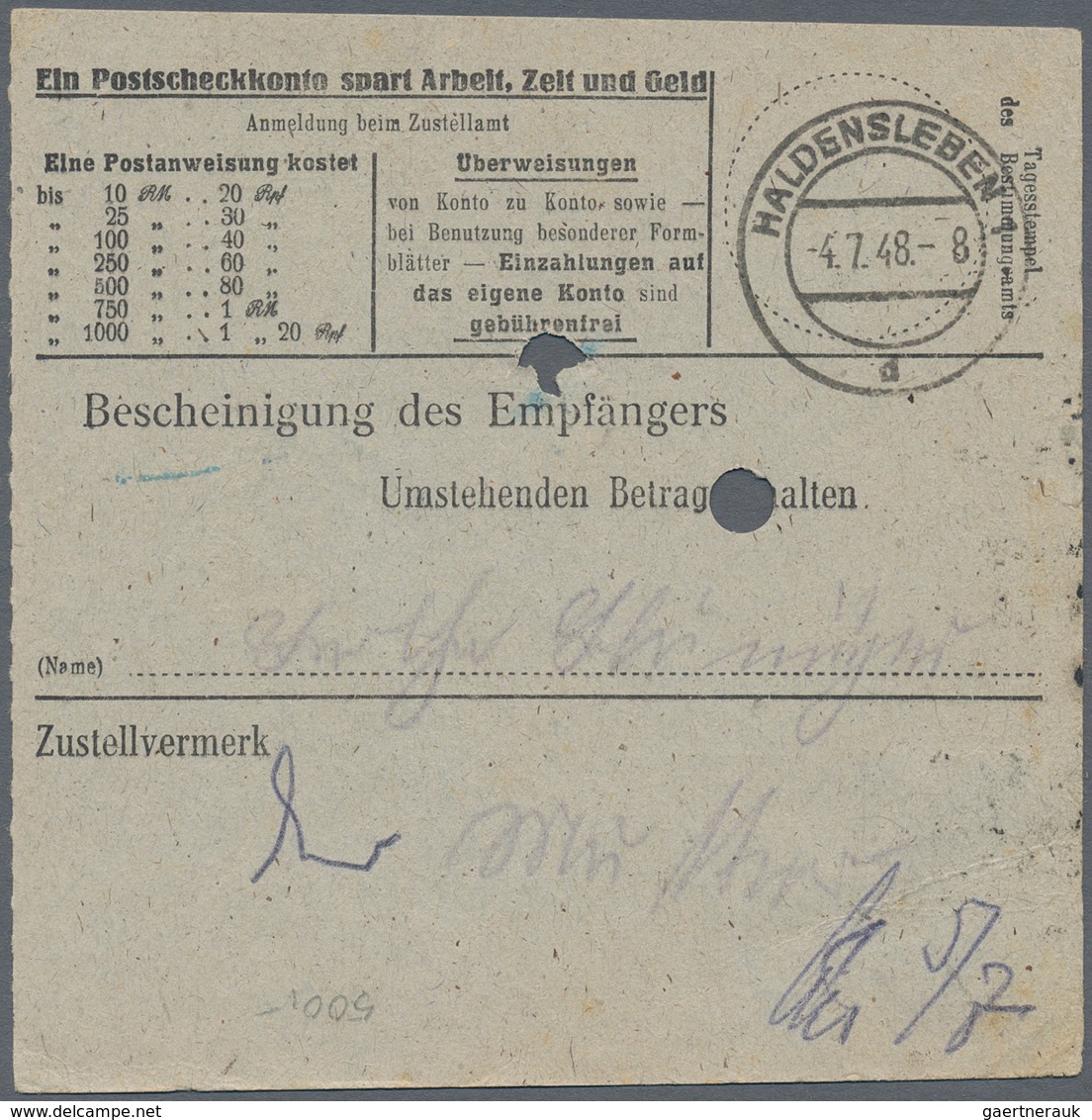 Sowjetische Zone - Bezirkshandstempel - V - Bez. 27 (Leipzig): 1948, 20 Pfg. Arbeiter Mit Aufdruck " - Andere & Zonder Classificatie