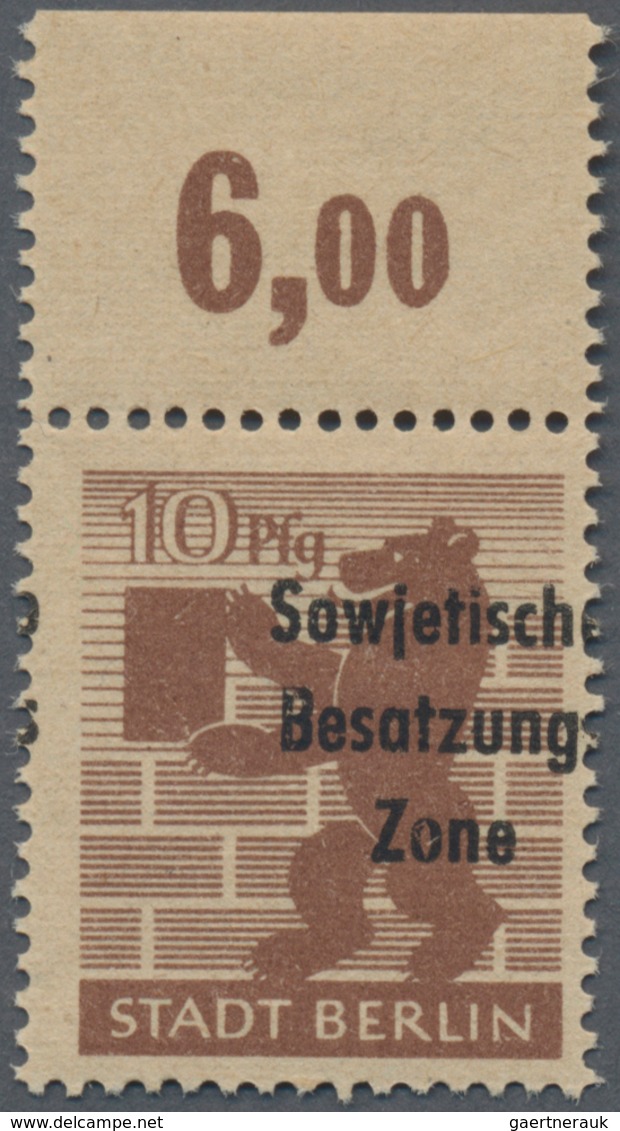 Sowjetische Zone - Allgemeine Ausgaben: 1948, Freimarke 10 Pfg. (orange)braun Vom Bogenoberrand, Pos - Other & Unclassified