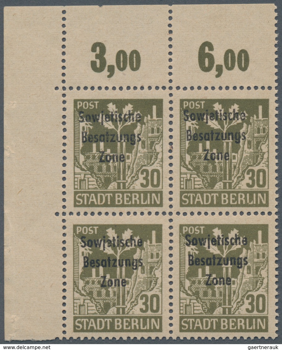 Sowjetische Zone - Allgemeine Ausgaben: 1948, Freimarken 30 Pf Im Viererblock Aus Der Linken Oberen - Other & Unclassified