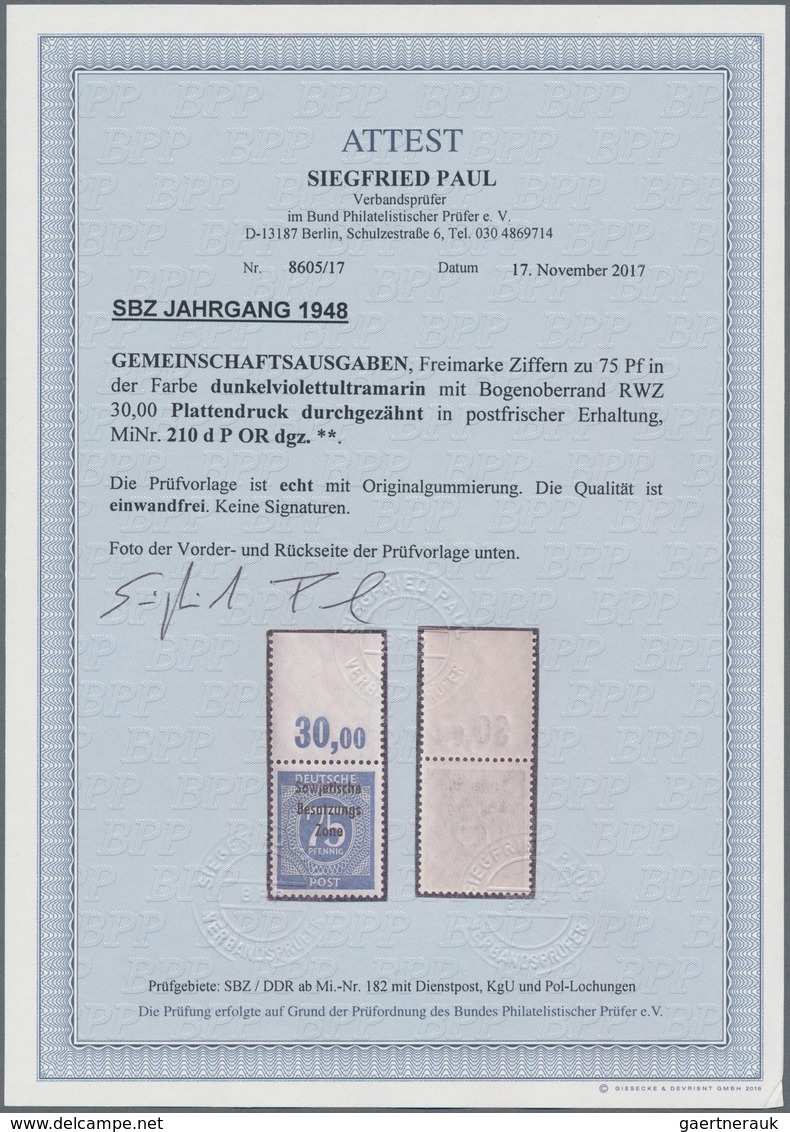 Sowjetische Zone - Allgemeine Ausgaben: 1948, Freimarke: Maschinenaufdruck Alliierter Kontrollrat Zi - Other & Unclassified