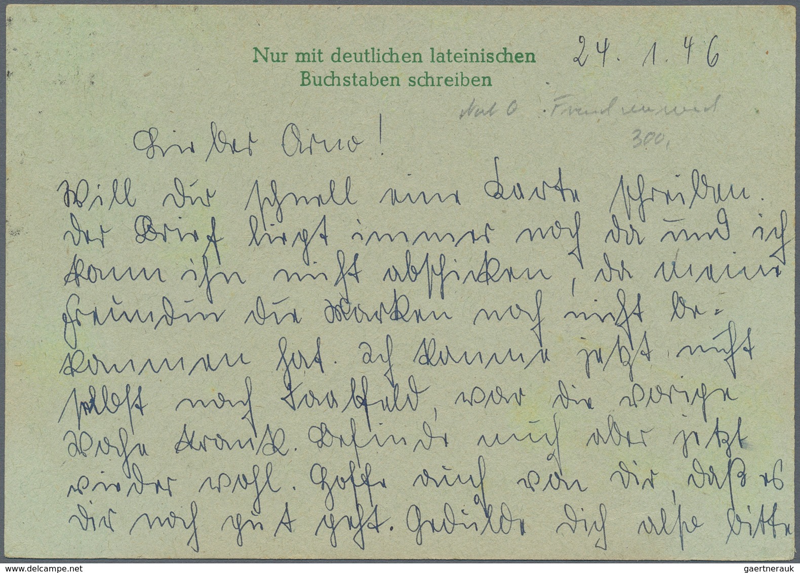 Sowjetische Zone - Ganzsachen: 1946, Ganzsachenkarte 6 Pfg. Grün Bedarfsgebraucht Mit Klarer Entwert - Sonstige & Ohne Zuordnung