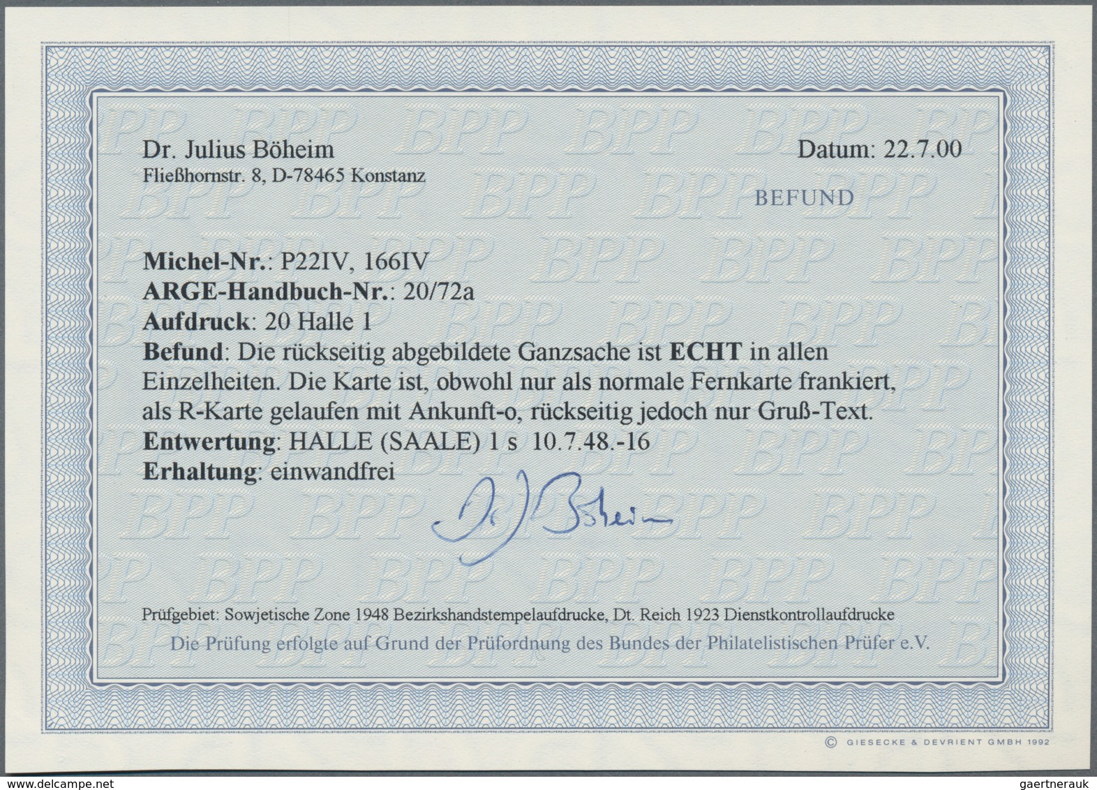 Sowjetische Zone - Ganzsachen: 1948, Gebrauchte Ganzsachenpostkarte Der II. Kontrollratsausgabe Wst. - Sonstige & Ohne Zuordnung