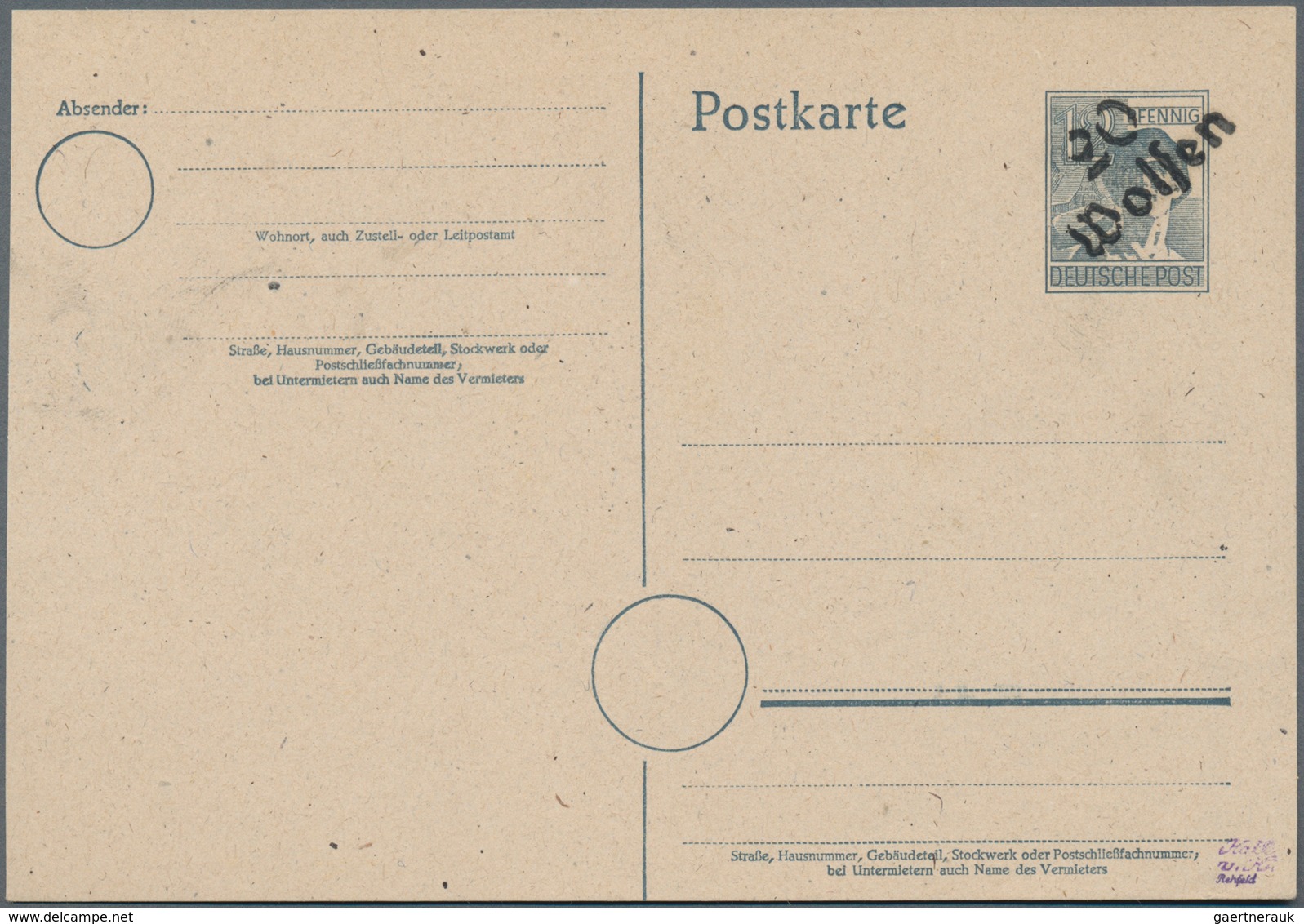 Sowjetische Zone - Ganzsachen: 1948, Zwei Ungebrauchte Ganzsachenpostkarte Der II. Kontrollratsausga - Other & Unclassified