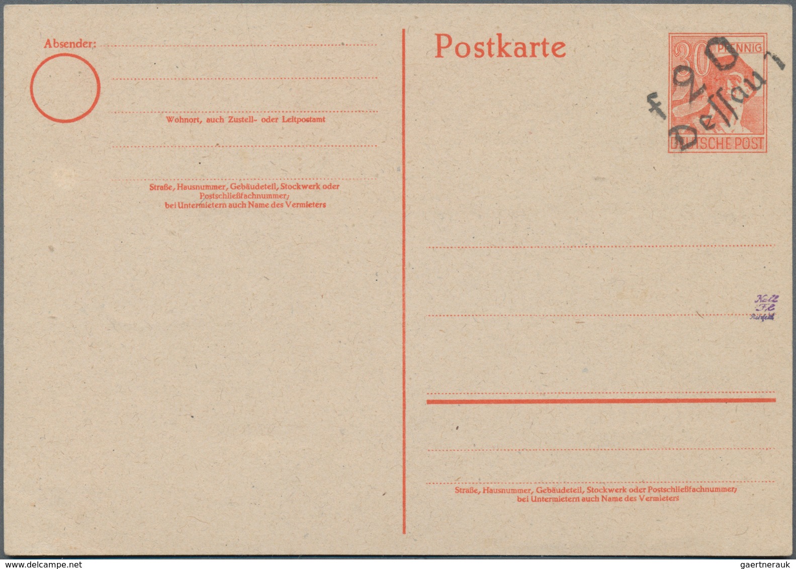 Sowjetische Zone - Ganzsachen: 1948, Zwei Ungebrauchte Ganzsachenpostkarte Der II. Kontrollratsausga - Andere & Zonder Classificatie