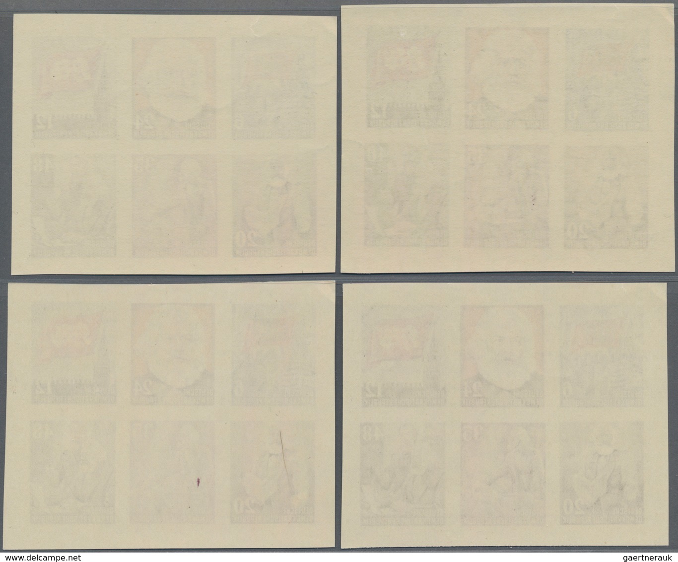 DDR: 1953, Karl Marks Jahr 12 Postfrische Herzstücke Aus Block 8 Und 9 Geschnitten Und Gezähnt, Dara - Sonstige & Ohne Zuordnung