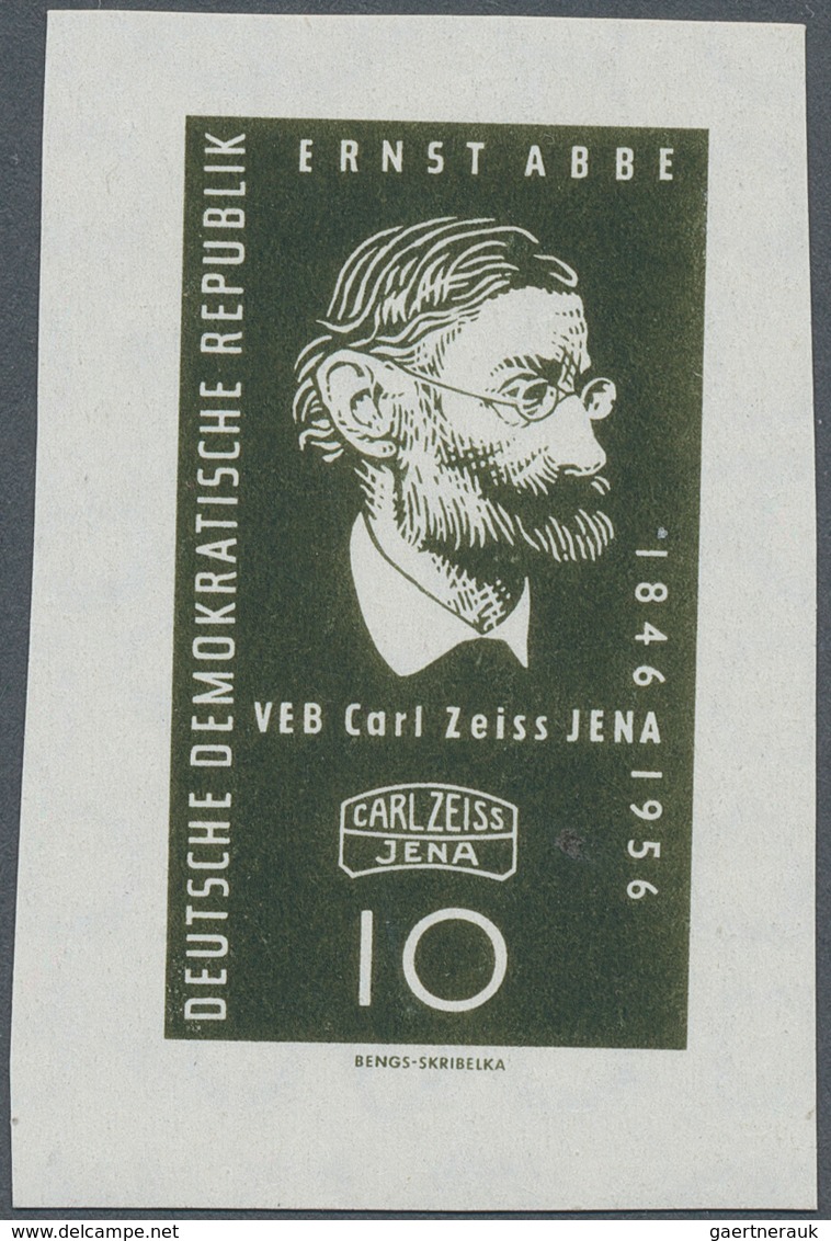 DDR: 1956, Carl-Zeiss-Werke Jena, 10 Pfg. Ernst Abbe Als Ungezähnter Probedruck Auf Gummiertem Papie - Autres & Non Classés