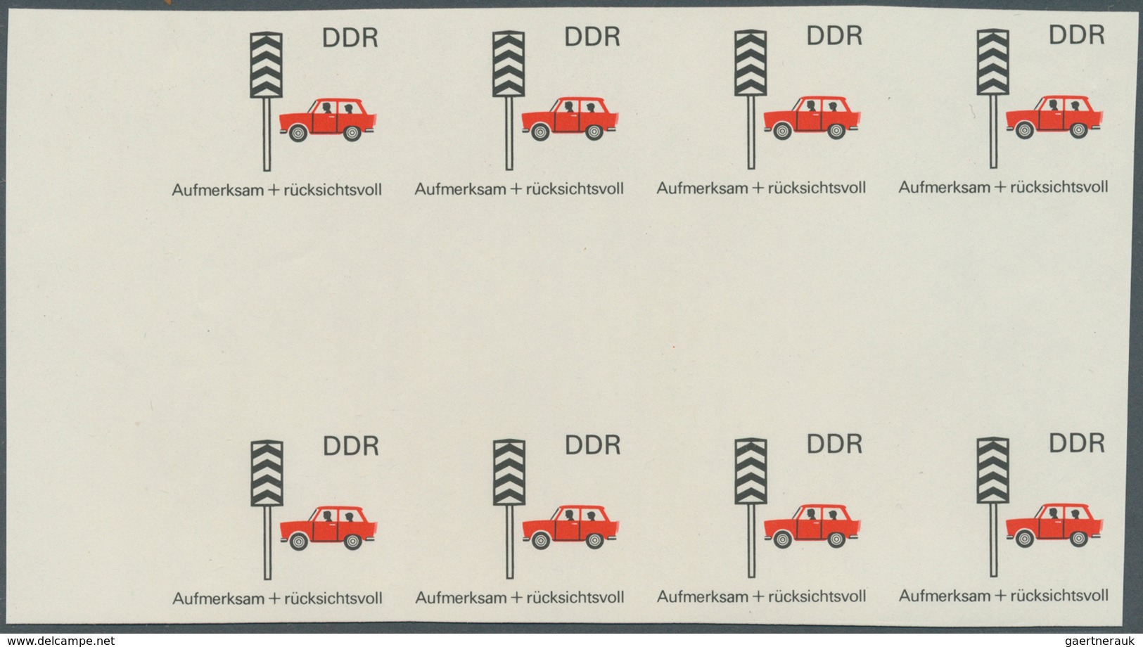 DDR: 1969, Sicherheit im Straßenverkehr 5 Pf. 'Rücksichtnahme auf Fußgänger' in 6 verschiedenen unge