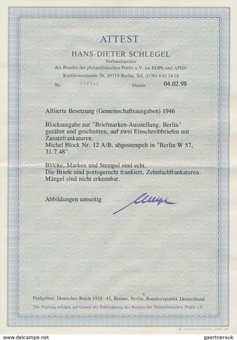 Berlin - Vorläufer: Altershilfe Blockpaar Je Auf Orts-R-Bf. Von Berlin W57 Vom 31.7.48 Nach Berlin W - Brieven En Documenten
