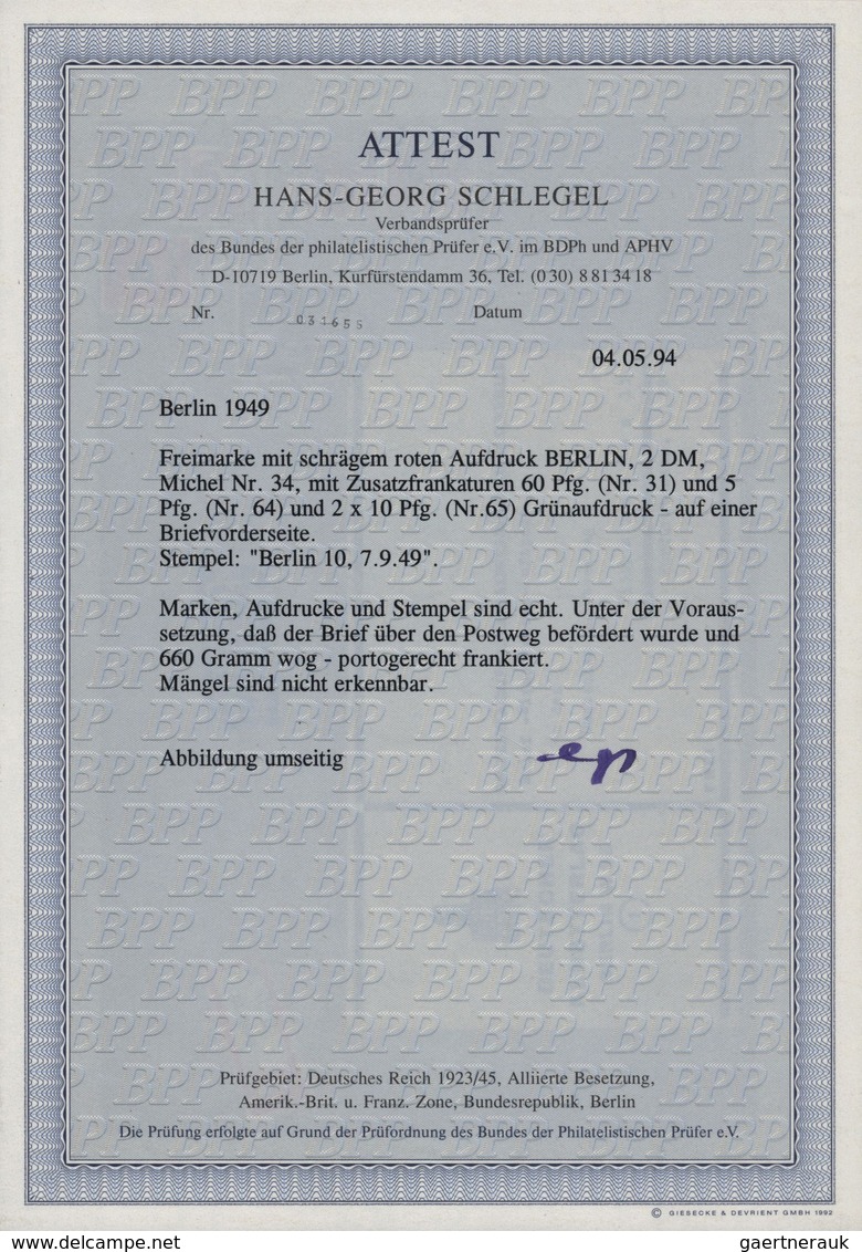 Berlin: 1949: Großes Anschriftteil Briefsendung Inland Einschreiben Und Luftpost, Format Ca. 27 X 17 - Brieven En Documenten