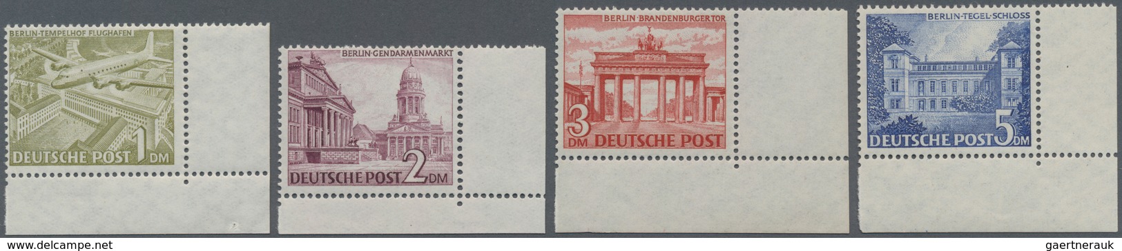 Berlin: 1949, Bauten I, Komplett Als Postfrischer Satz Aus Der Bogenecke Unten Rechts, Dabei 1 DM Fl - Covers & Documents