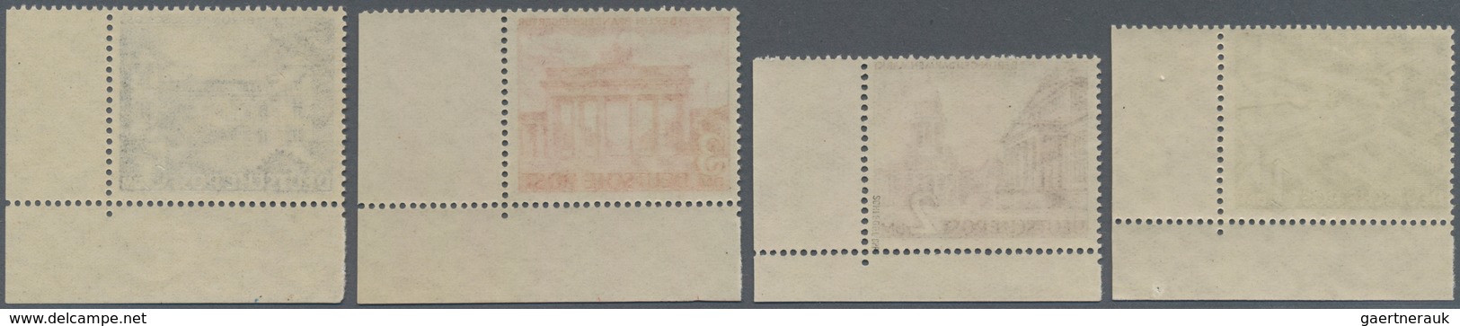 Berlin: 1949, Bauten I, Komplett Als Postfrischer Satz Aus Der Bogenecke Unten Rechts, Dabei 1 DM Fl - Briefe U. Dokumente