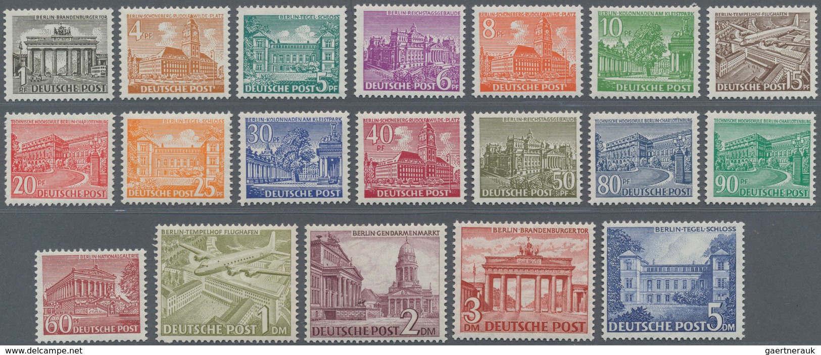 Berlin: 1949, "Berliner Bauten I" Komplett Tadellos Postfrisch Und Ohne Signaturen, M€ 750,- - Covers & Documents