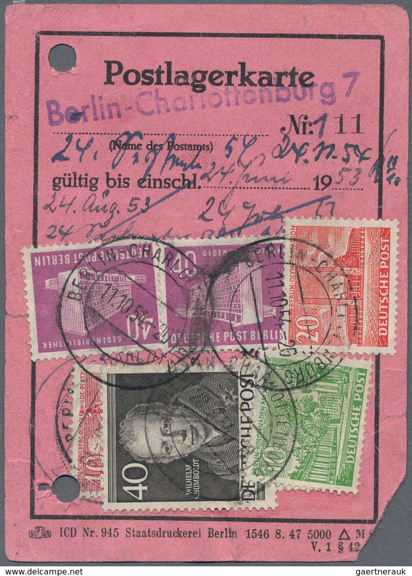 Berlin: 1953: POSTLAGERKARTE Ausgestellt 24. Juni 1953 Und Zuletzt Verlängert 11.10.54 Für 2 Monate. - Covers & Documents