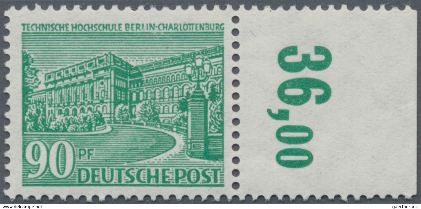 Berlin: 1949, Bauten I 90 Pfg., Postfrisches Luxusstück Vom Rechten, DURCHGEZÄHNTEN Bogenrand Bzw. V - Brieven En Documenten