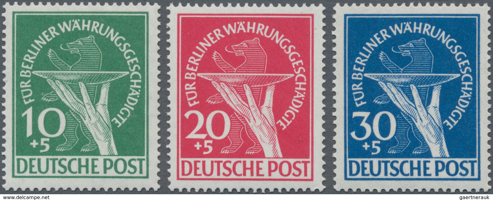 Berlin: 1949, Währungsgeschädigten Satz Und Block Je Tadellos Postfrisch, Block Geprüft Schlegel BPP - Briefe U. Dokumente