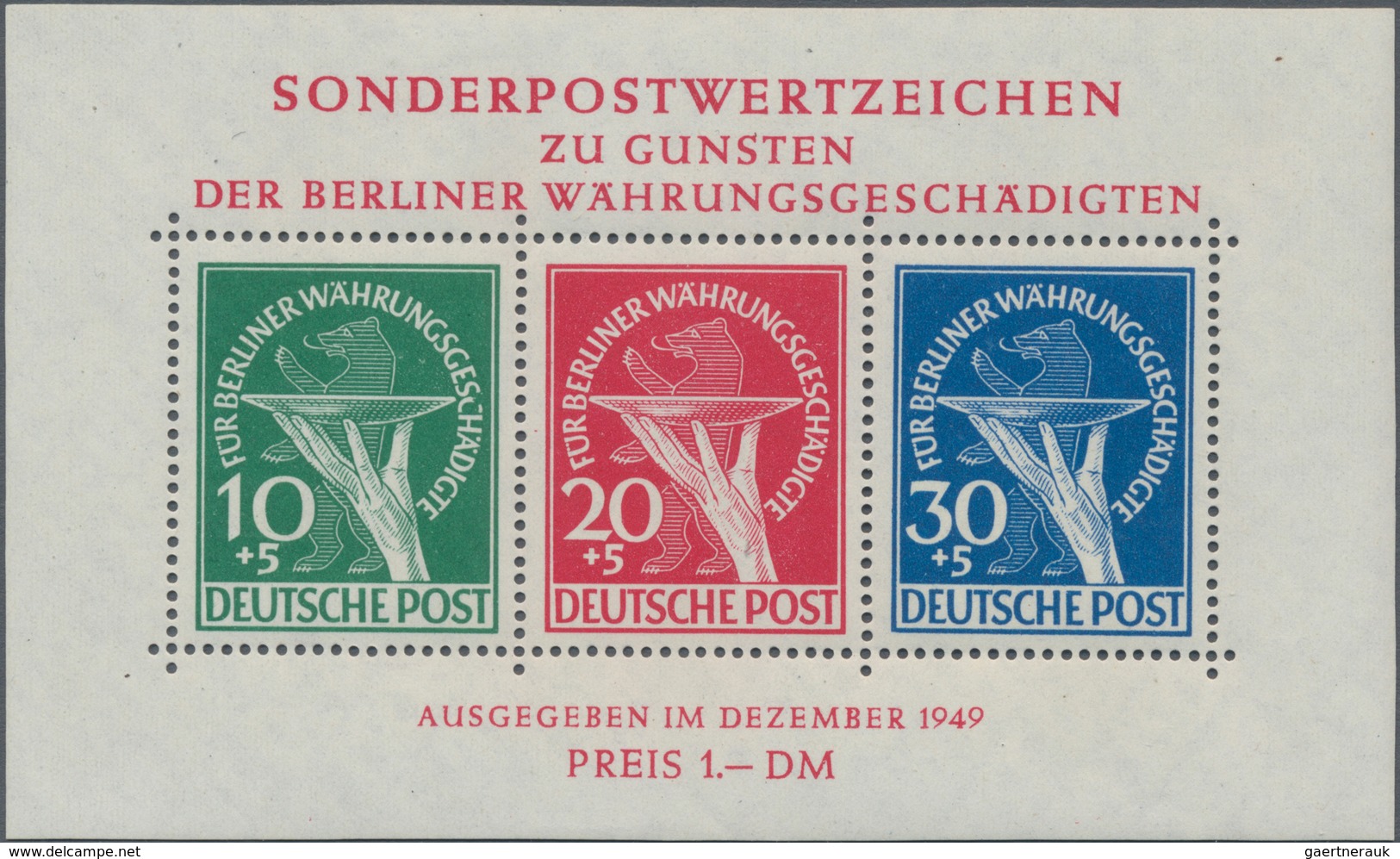 Berlin: 1949, Währungsgeschädigten-Block Mit Beiden Plattenfehlern, Tadellos Postfrisch, Geprüft Mit - Covers & Documents