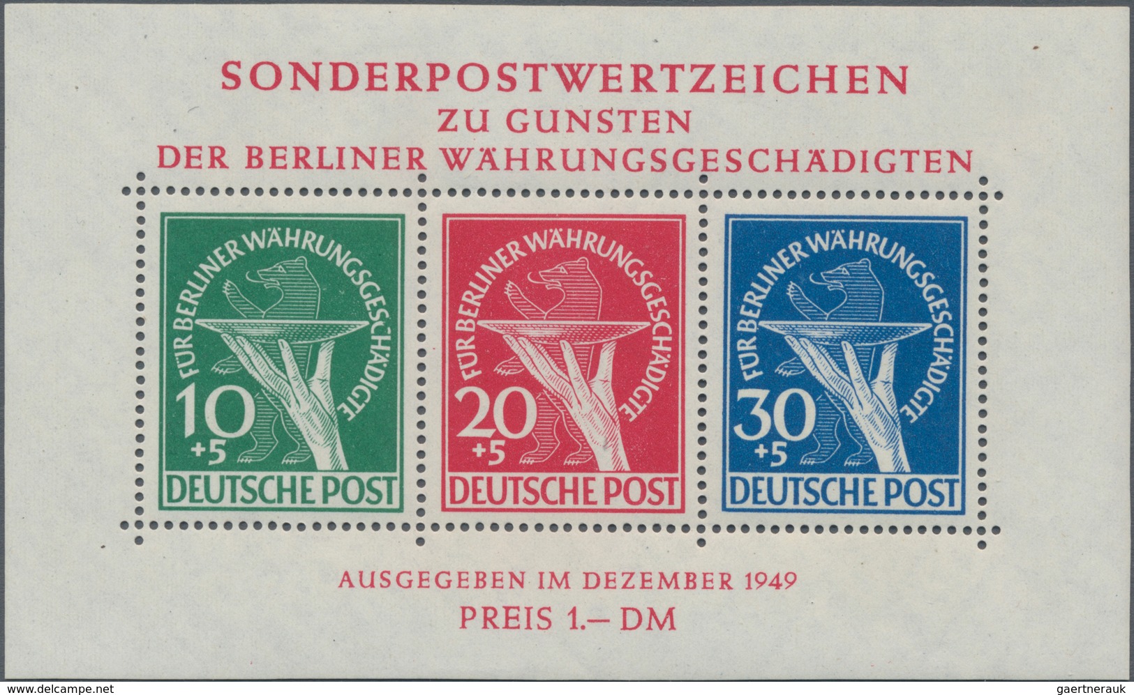 Berlin: 1949, Währungsgeschädigten-Block Mit Beiden Plattenfehlern, Tadellos Postfrisch, Geprüft Mit - Briefe U. Dokumente