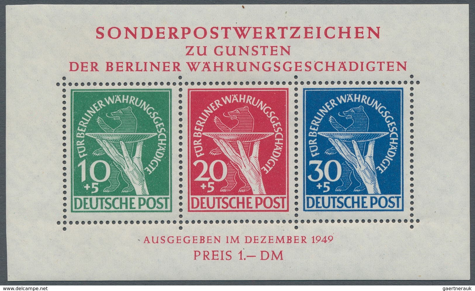 Berlin: 1949, "Währungsgeschädigten"-Block Mit Plattenfehler Mi. 68 II, Postfrischer Block In Tadell - Briefe U. Dokumente