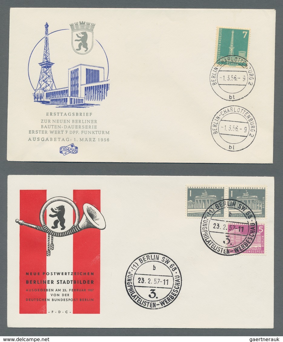 Berlin: 1956/58, "Berliner Stadtbilder I Und II", Komplett Auf Insgesamt Dreizehn FDC In Tadelloser - Covers & Documents