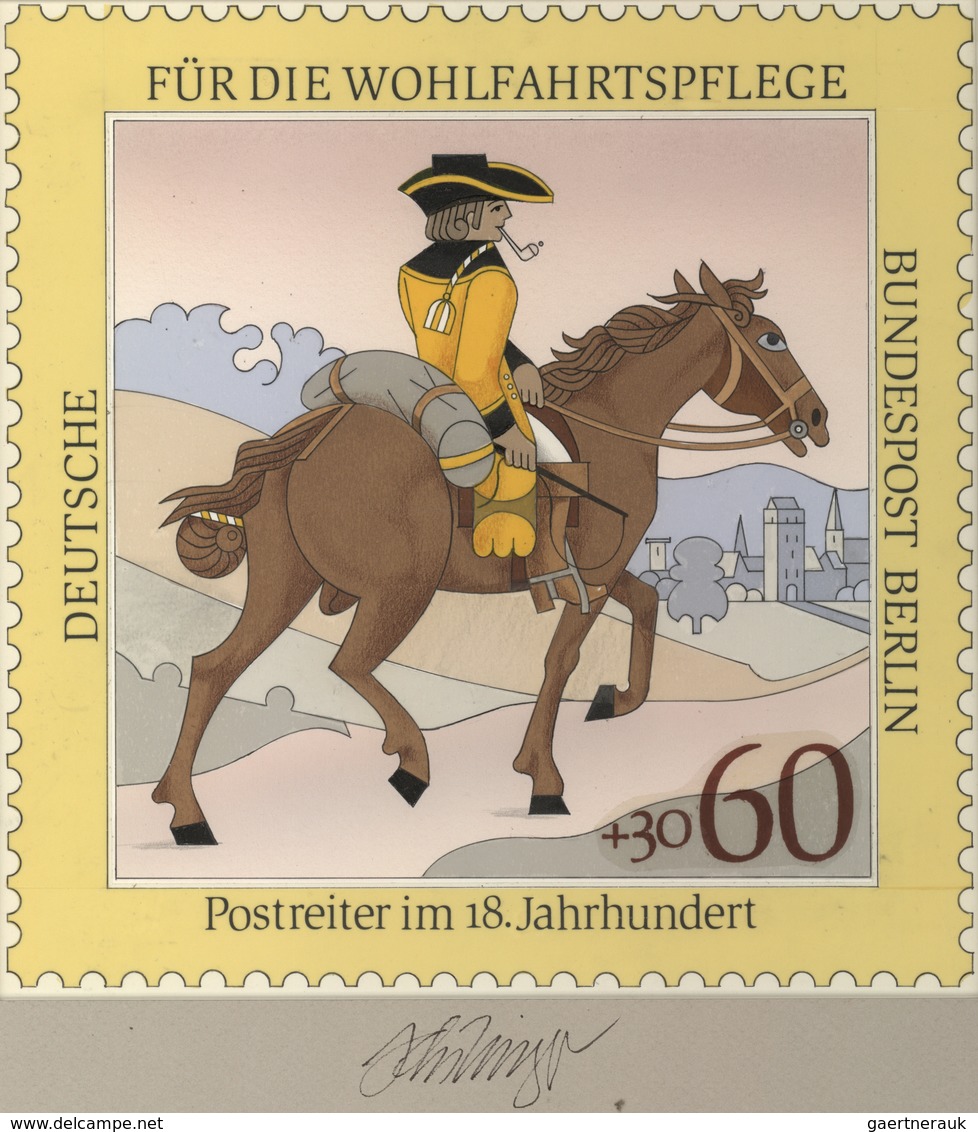 Berlin: 1989, Nicht Angenommener Künstlerentwurf (21x21) Von Prof. H.Schillinger Zur Wohlfahrtsmarke - Briefe U. Dokumente