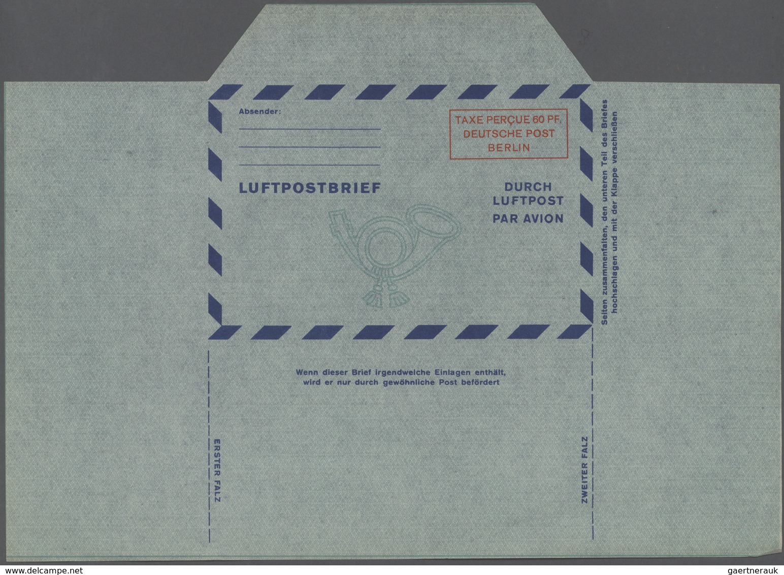 Berlin - Ganzsachen: 1949/1954, Drei Ungefaltete Luftpostlecihtbriefe Mit Porto 60 Pfg. Bedingt Durc - Other & Unclassified