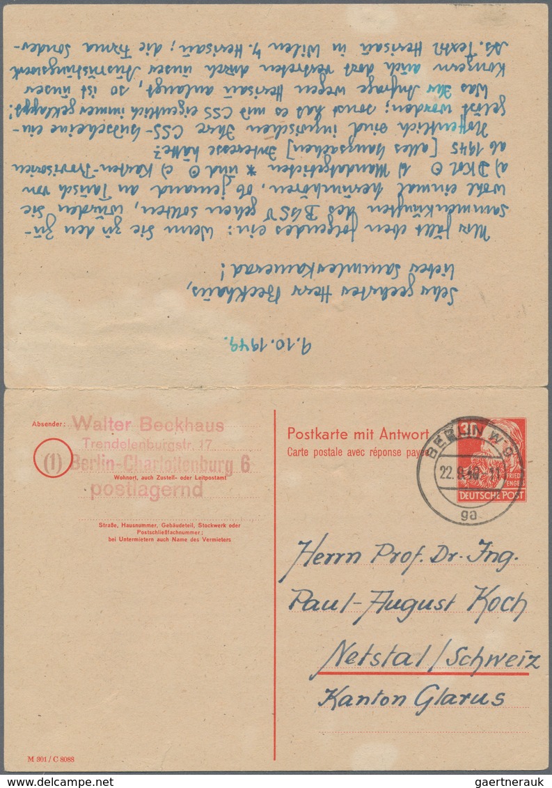 Berlin - Ganzsachen: 1949, Bedarfs- Und Portogerecht Verwendete Ganzsachendoppelkarte Von Ostberlin - Sonstige & Ohne Zuordnung