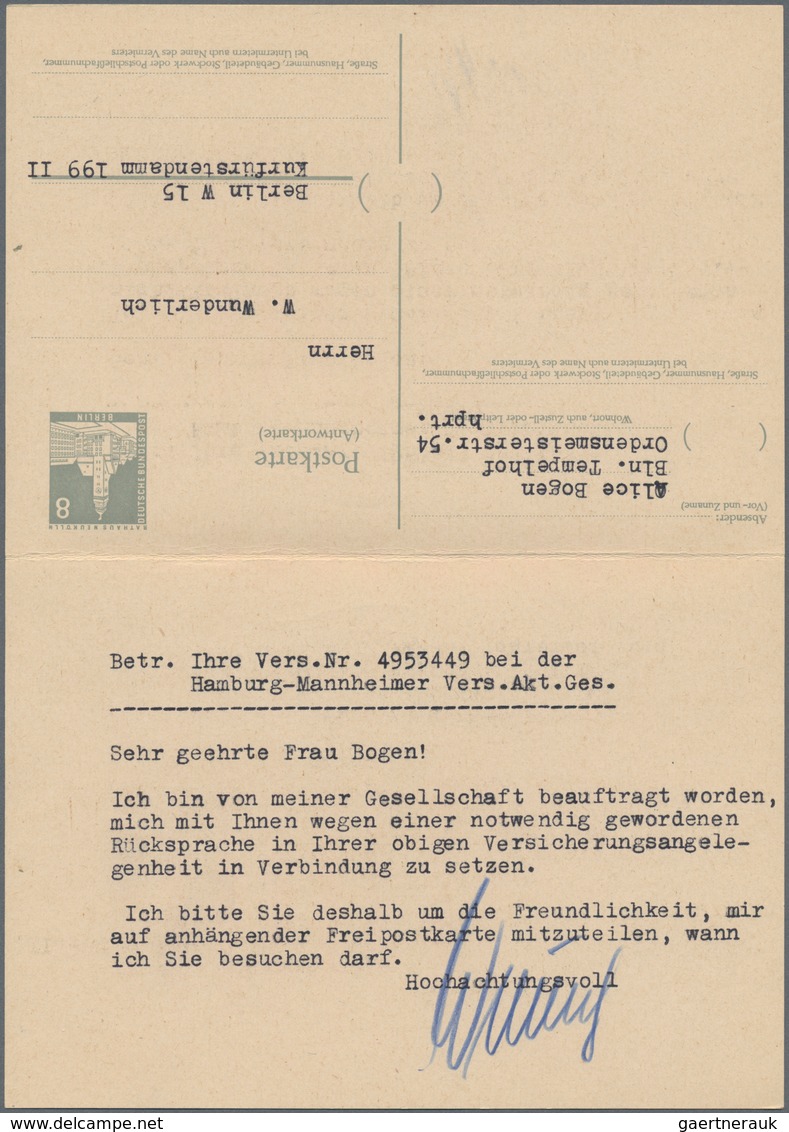 Berlin - Ganzsachen: 1958, Porto- Und Bedarfsgerecht Als Ortskarte Verwendete Ganzsachendoppelkarte - Other & Unclassified