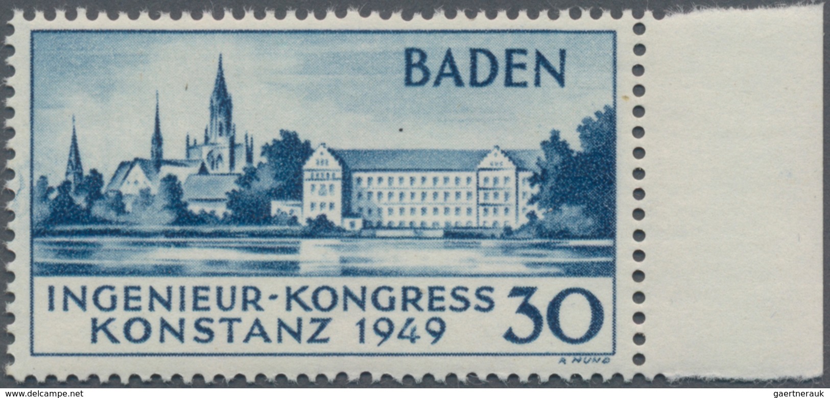 Französische Zone - Baden: 1949, 30 Pfg. Kontanz II, Postfrisches Randstück, Tadellos Und Unsigniert - Andere & Zonder Classificatie