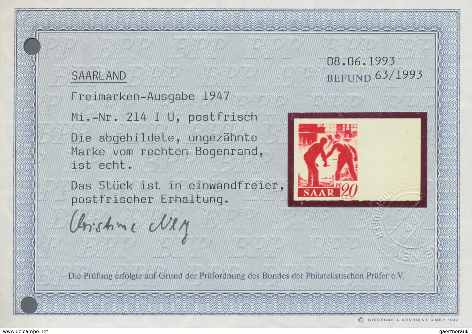 Saarland (1947/56): 1947, Freimarken, 6, 15, 16, 20, 25, 30, 40, 50, 60 Und 75 Pfg., Zehn Ungezähnte - Covers & Documents