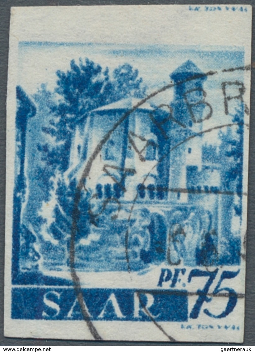 Saarland (1947/56): 1947, "75 Pfg. Saar I Mit Wasserzeichen Y, Ungezähnt", Farbfrischer Wert Mit Obe - Briefe U. Dokumente