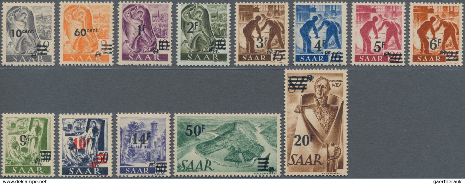 Saarland (1947/56): 1947, Urdruck, Kompletter Satz Postfrisch, Signiert (meist LV Saar). Fotoattest - Covers & Documents