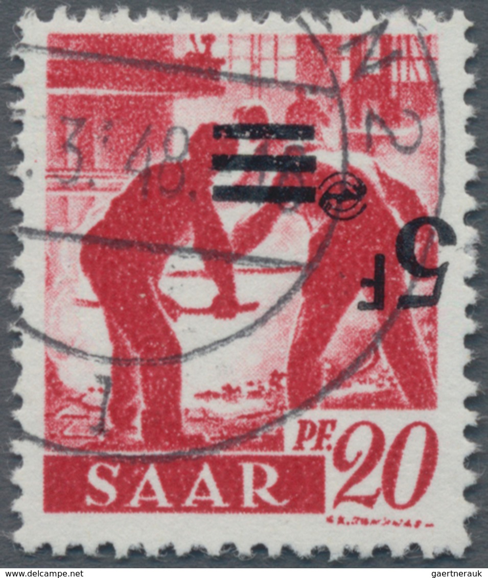 Saarland (1947/56): 1947, Freimarke 5 F Auf 20 Pfg. Mit Kopfstehendem Aufdruck, Zentrisch Klar Entwe - Covers & Documents