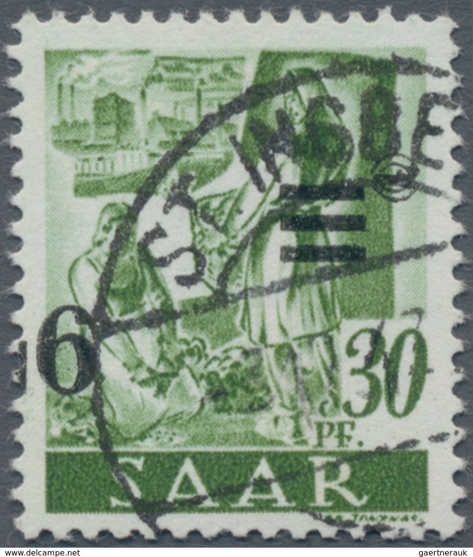 Saarland (1947/56): 1947, Freimarke 9 F Auf 30 Pfg. Mit Kopfstehendem Aufdruck, Entwertet "ST. INGBE - Briefe U. Dokumente