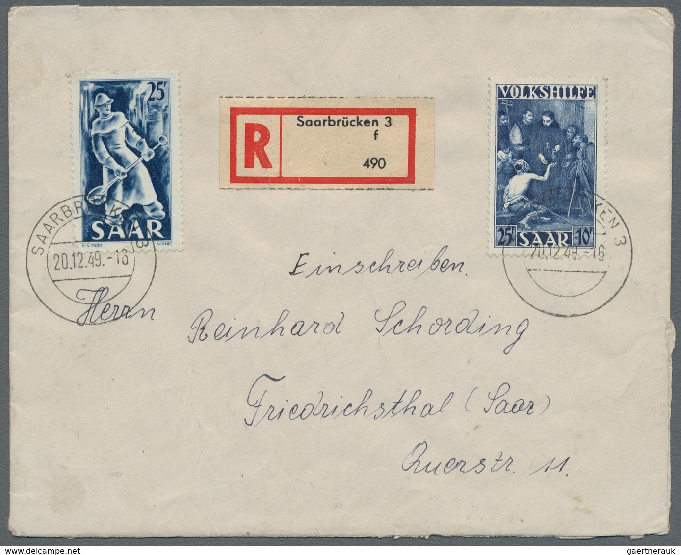 Saarland (1947/56): 1949, "Volkshilfe" Komplett Auf Drei Ersttagsbriefen (davon Zwei Portorichtig) V - Covers & Documents