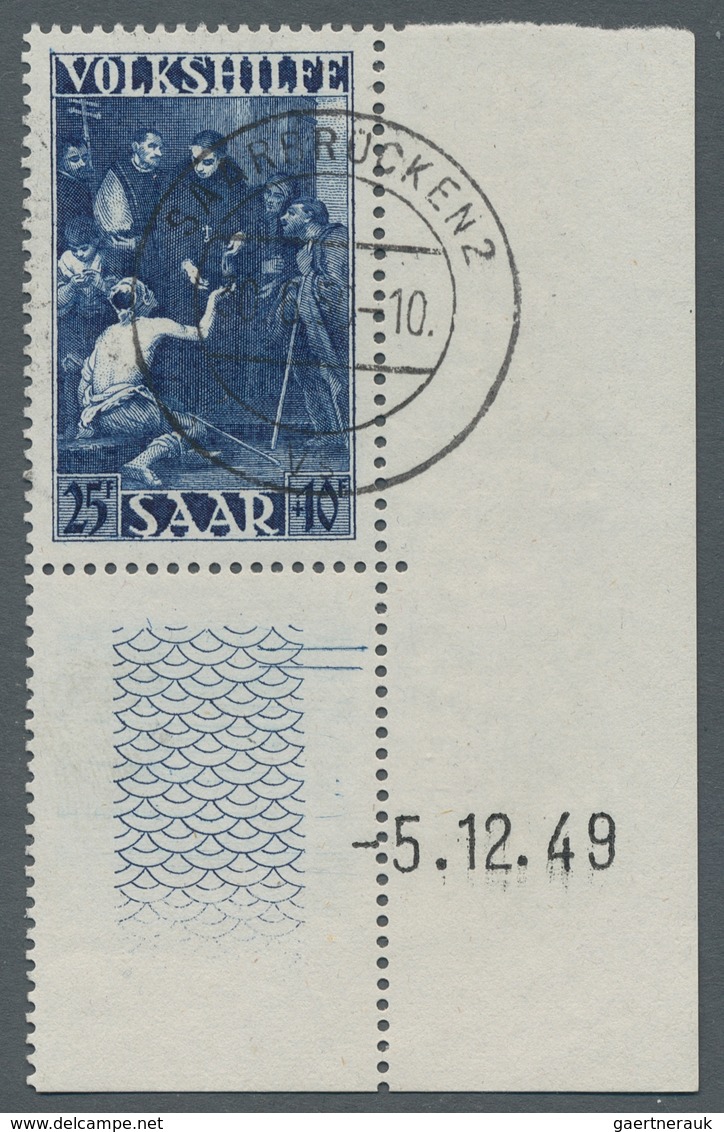 Saarland (1947/56): 1949, "Volkshilfe Mit Druckdatum", Der Komplette Satz Einheitlich Aus Der Rechte - Covers & Documents