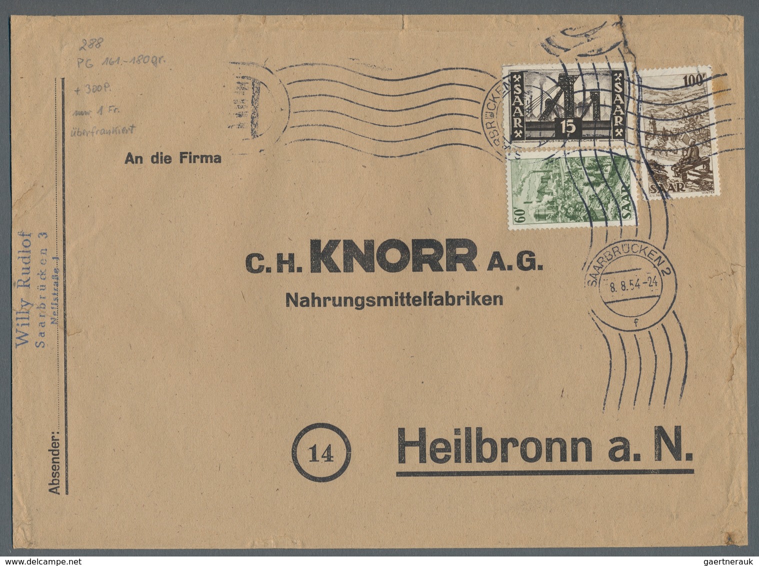 Saarland (1947/56): 1949, Zwei Großformatige Frankierte Belege Mit Hohen Portostufen Und Frankaturen - Lettres & Documents