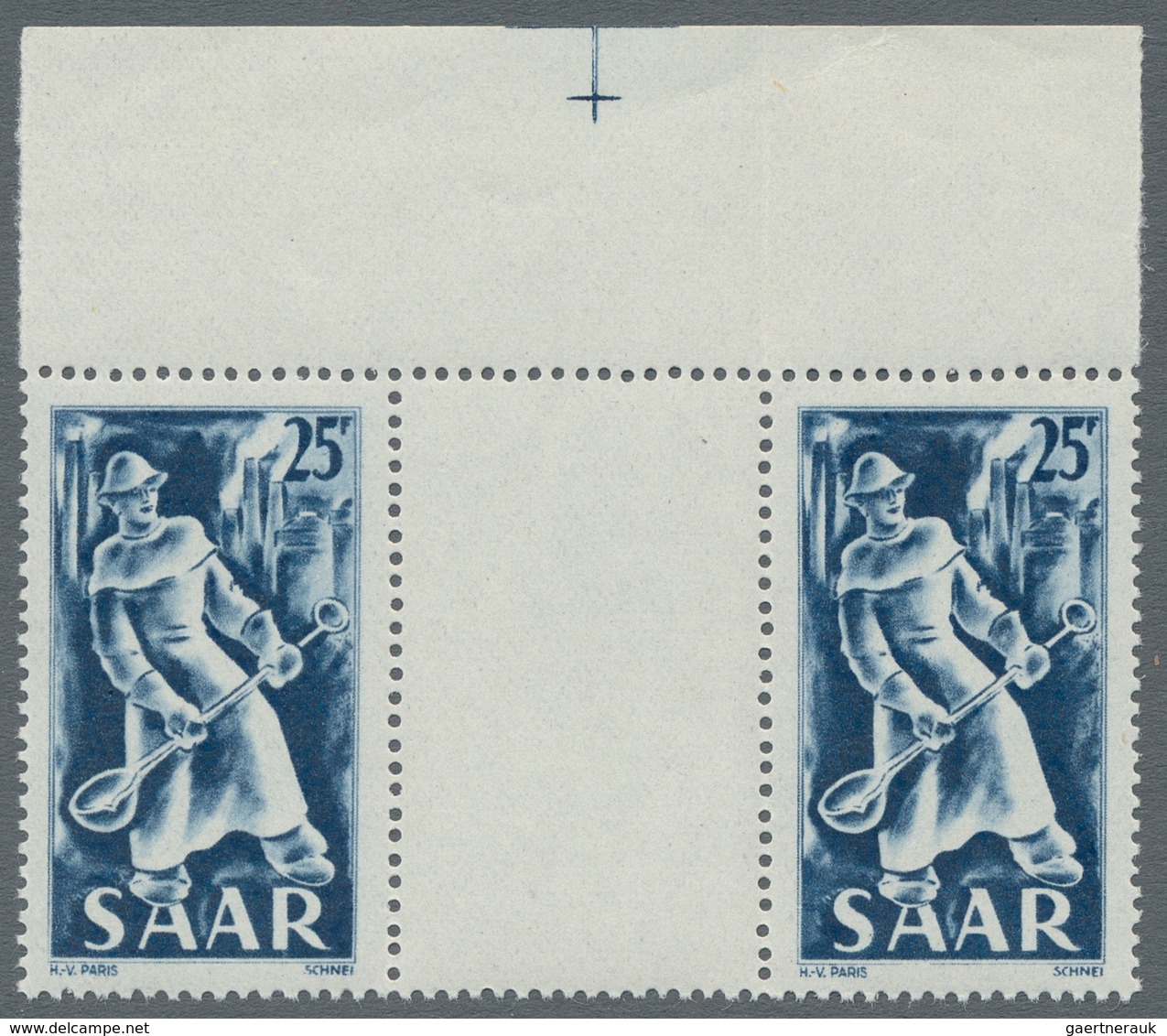 Saarland (1947/56): 1949, "Saar IV Als Zwischenstegsatz Waag. Bzw. Senkr.", Postfrische Zwischensteg - Covers & Documents