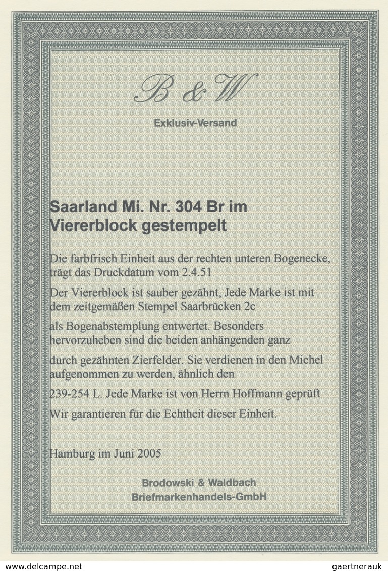 Saarland (1947/56): 1951, "Rotes Kreuz Mit Druckdatum Und Zweimal Durchgezähntem Leerfeld", Sauber G - Brieven En Documenten