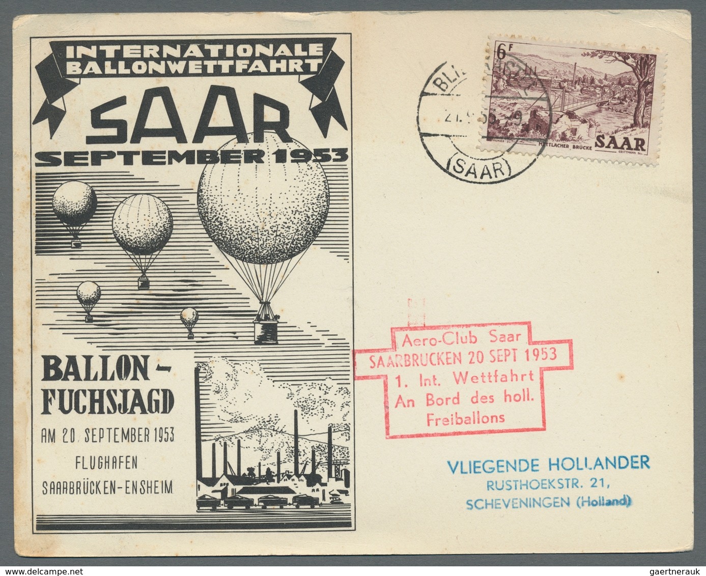 Saarland (1947/56): 1952-54, Vier Ballonpostbelege Alle Ins Ausland Inkl. Zuleitungen, Dabei Seltene - Brieven En Documenten