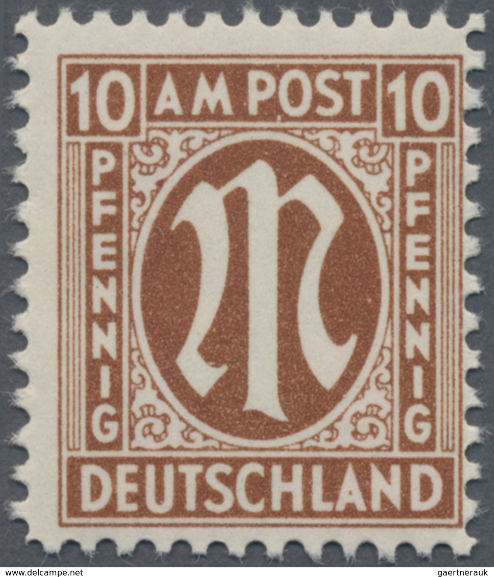 Bizone: 1945/1946, AM Post Deutscher Druck, 10 Pfg. Orangebraun Auf Alfelder Papier, Gez. 11½, Postf - Andere & Zonder Classificatie