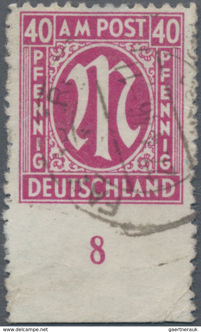 Bizone: 1945/1946, 40 Pfg. AM-Post Rosakarmin In Zähnung L 11 X 11½ Entwertet "Fassberg über Unterlü - Other & Unclassified