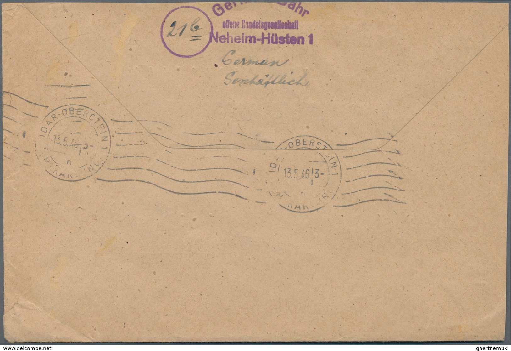 Bizone: 1946, AM-Post Deutscher Druck 1 RM Zusammen Mit 8 Pfg. Amerikanischer Druck, Portogerechte 1 - Sonstige & Ohne Zuordnung