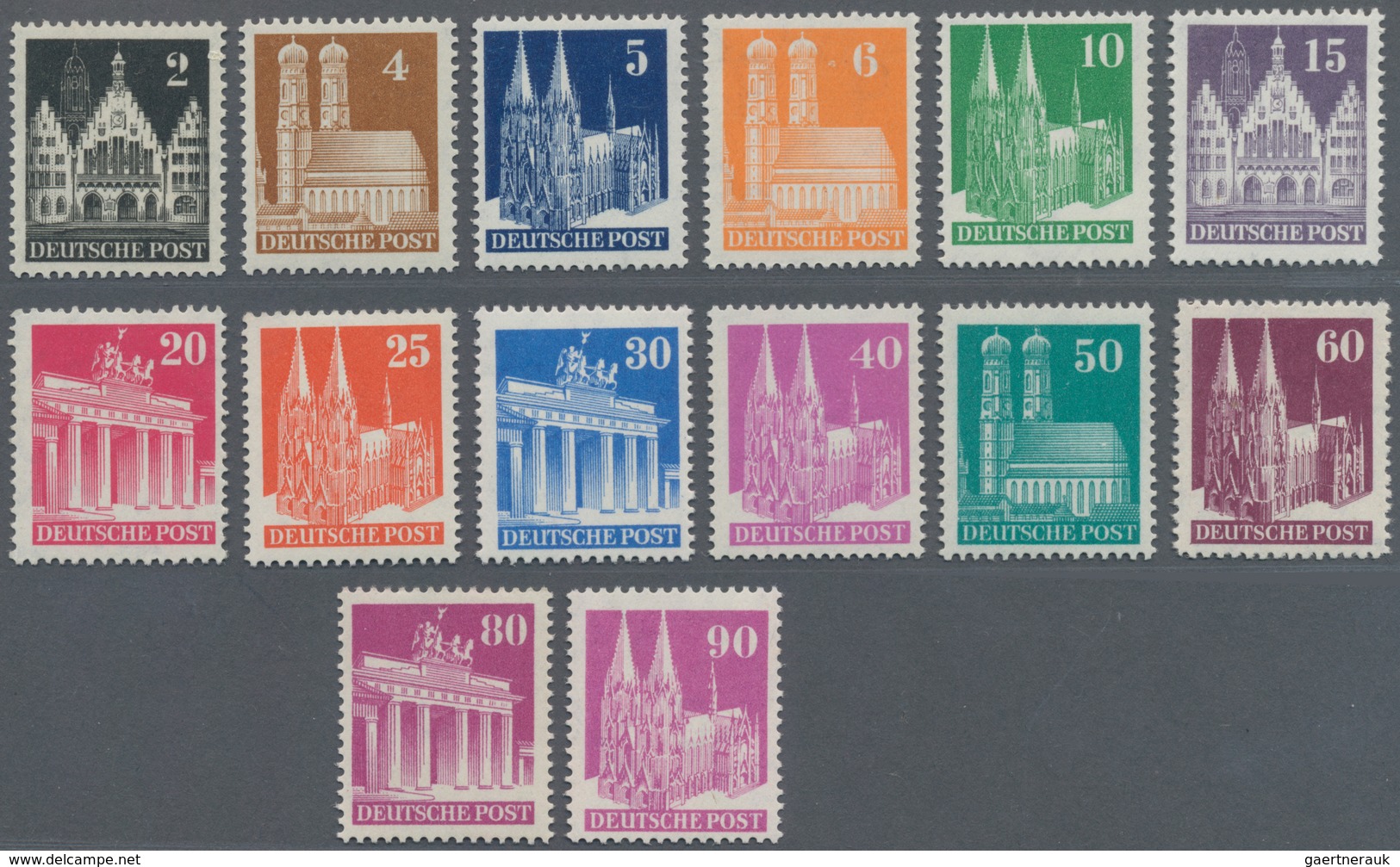 Bizone: 1948/52, Bauten Serie, überkompletter Postfrischer Satz (gesamt 47 Werte) In Enger Und Weite - Other & Unclassified