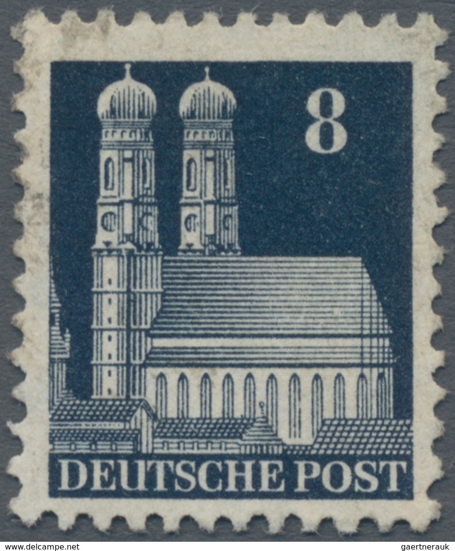 Bizone: 1948, Freimarke Bauten, 8 Pf. Schwarzblau, Kammzähnung 11¼ : 11, Mit Wasserzeichen X, Gestem - Andere & Zonder Classificatie